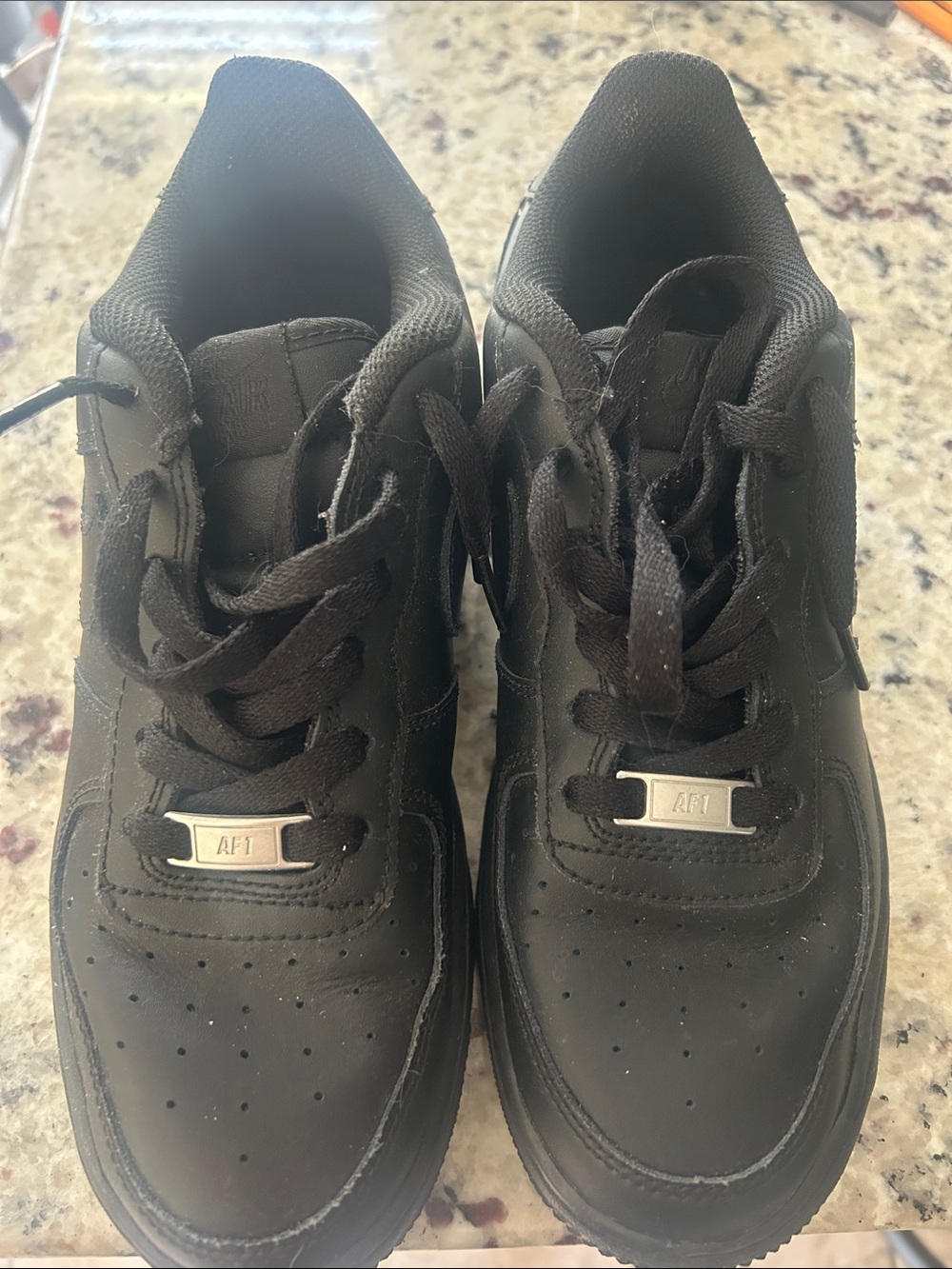 Kids All-Black Lace-Up Sneakers with AF1 Accent